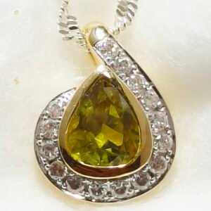 9ct Yellow & White Gold Parti-Sapphire and Cubic Zirconia Pendant