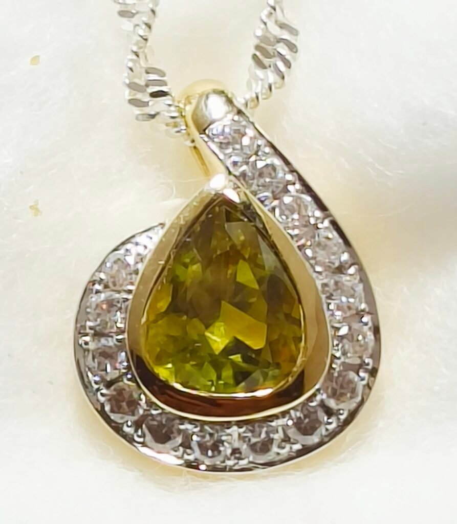 9ct Yellow & White Gold Parti-Sapphire and Cubic Zirconia Pendant